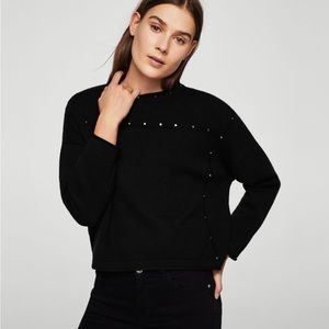 Mango Studded Black Sweater Size Medium